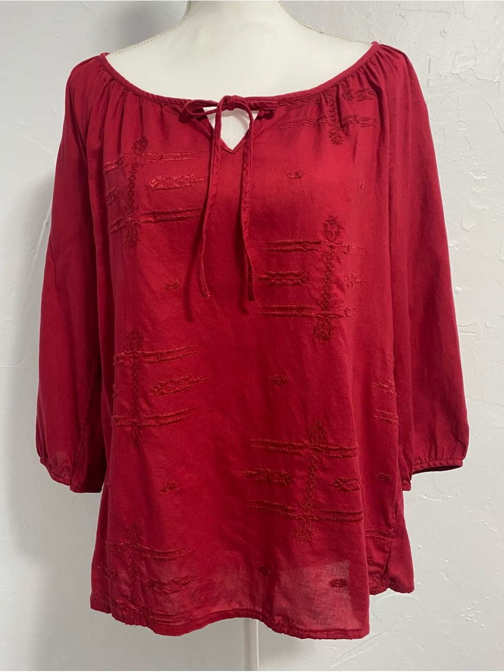 Old Navy Crimson Tie-Neck Peasant Top
